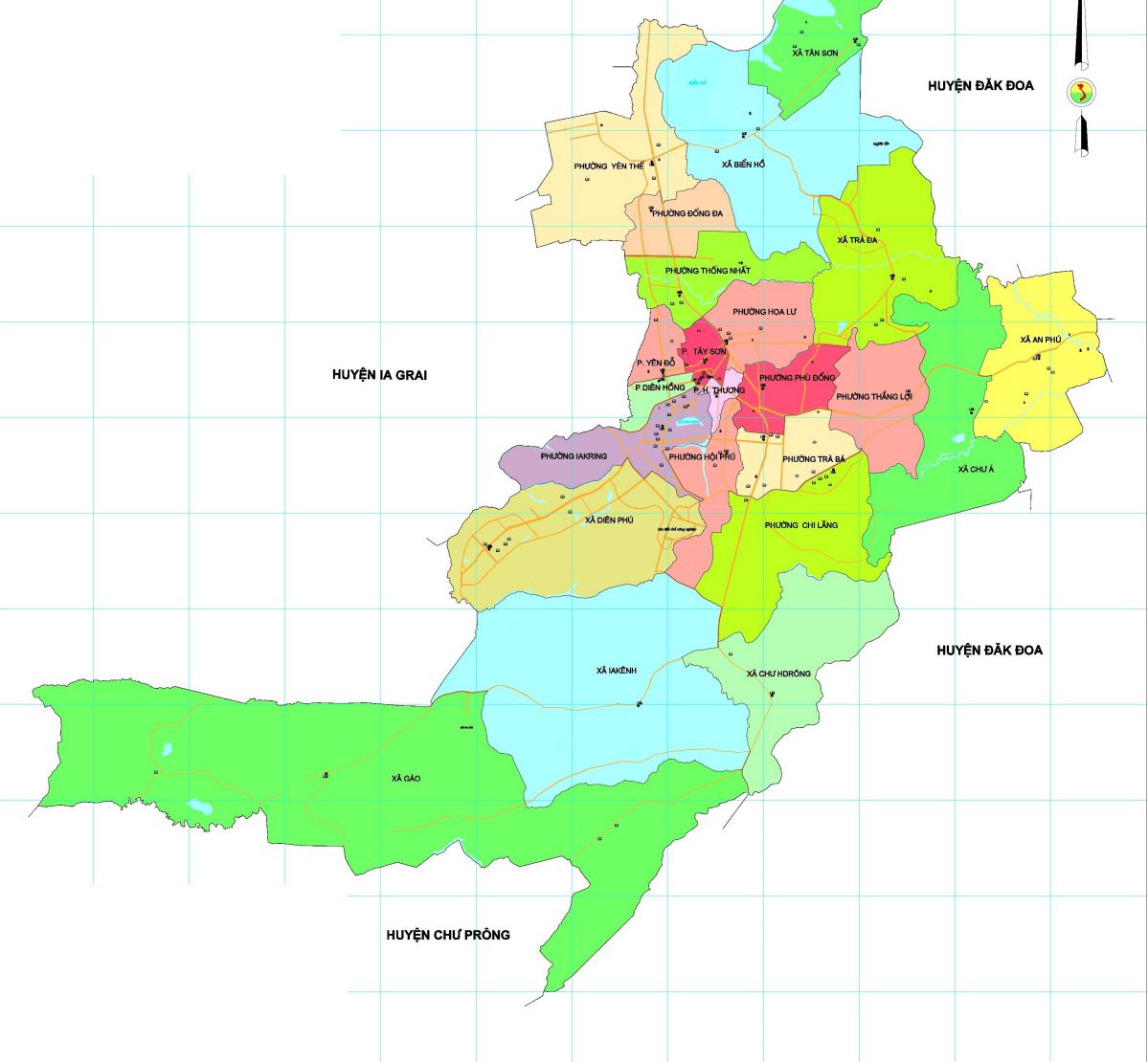 bản đồ hành chính thành phố pleiku