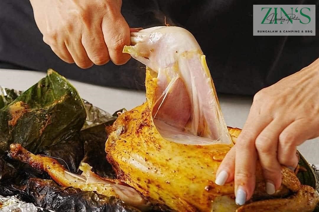 đặc sản gà nướng ống lồ ô khổng lồ ở Zin's Homestay Pleiku - Review Gia Lai